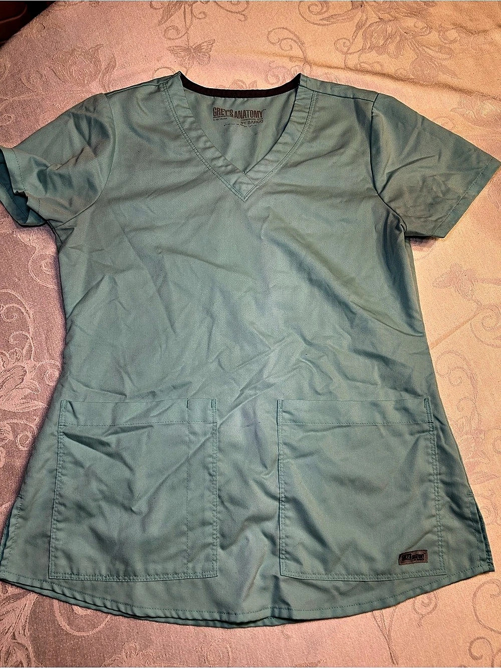 Grey's Anatomy by Barco scrub top Short Sleeve in Blue Like New